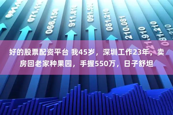 好的股票配资平台 我45岁，深圳工作23年，卖房回老家种果园，手握550万，日子舒坦